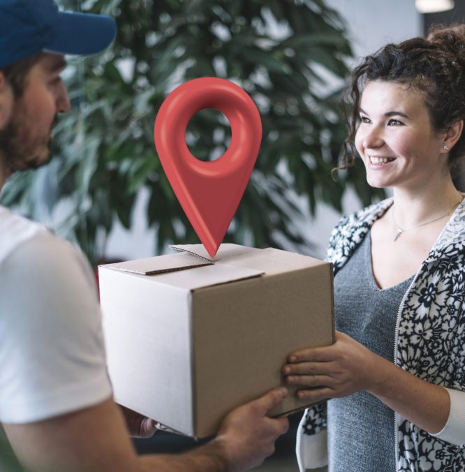 side-view-people-holding-box-with-location-symbol